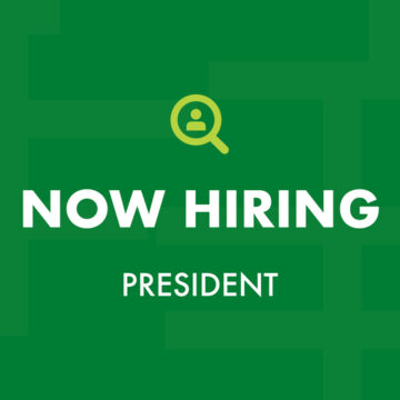 now hiring president graphic