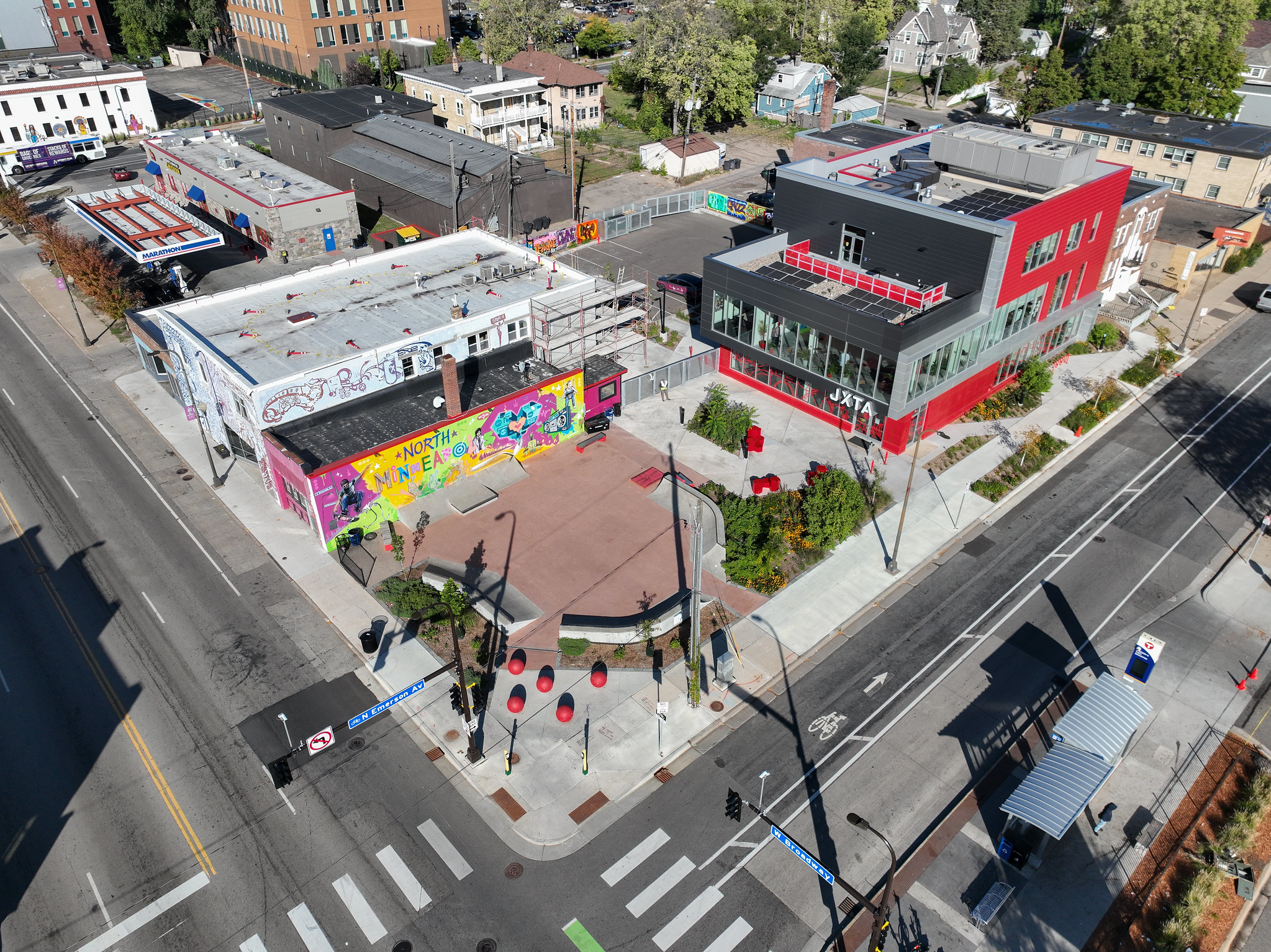 Aerial view of the Juxtaposition arts campus